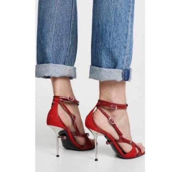 Alexander Wang Kiely Leather Cowhide Snake Embossed Heels. - Picture 2 of 10